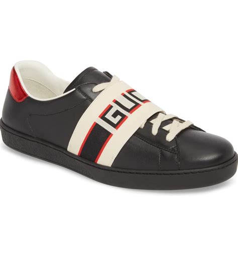 gucci ace stripe black|ace leather gucci sneakers.